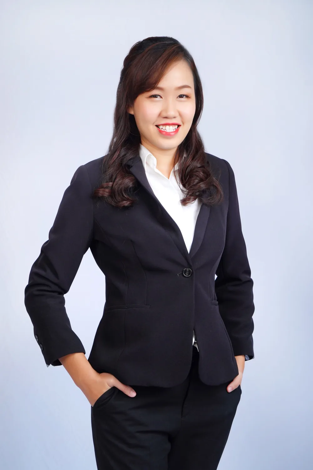 Vivien Lim in a navy business suit